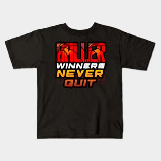 Ballers Winners Never Quit - Basketball Graphic Quote Kids T-Shirt